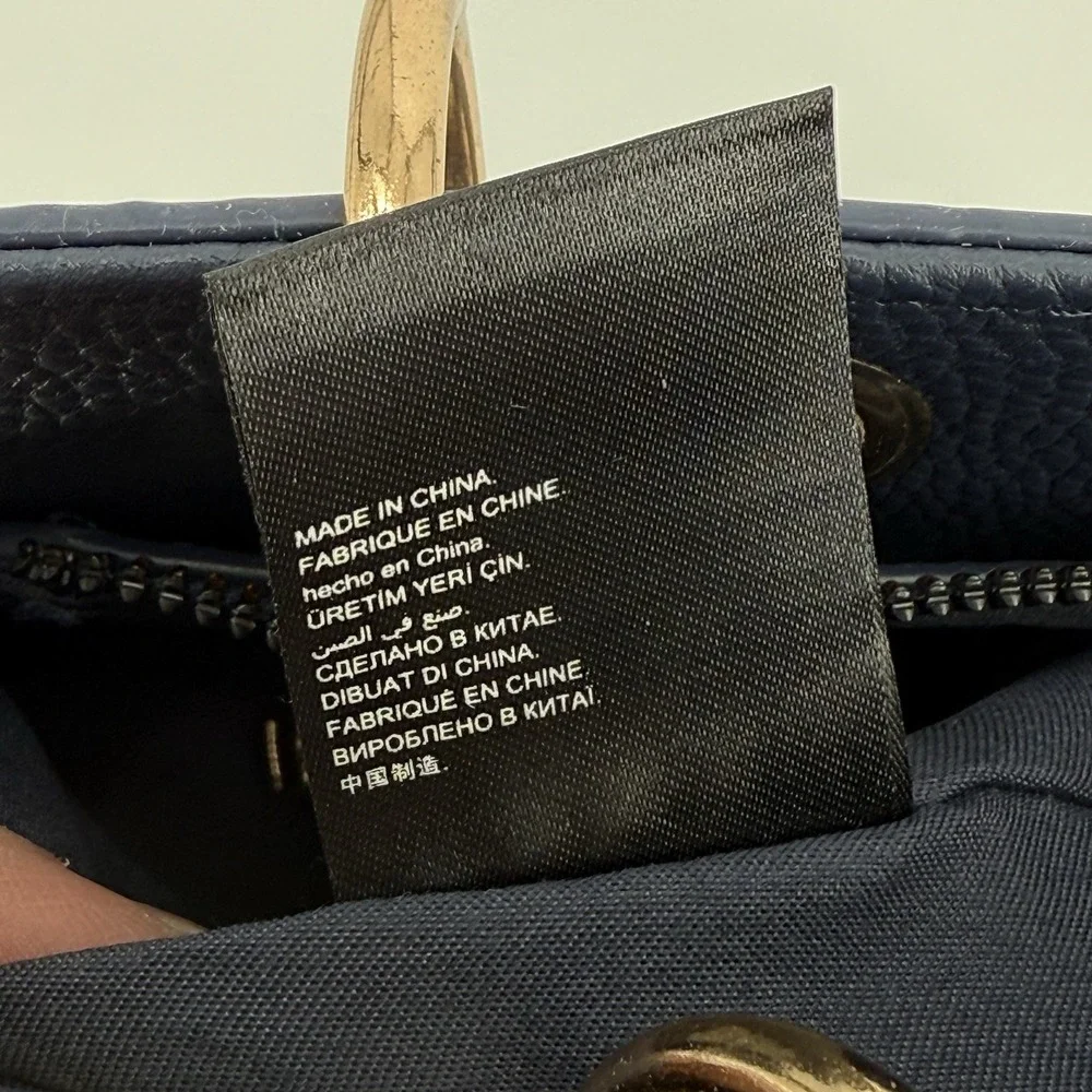 Studio Badgley Mischka‎ Navy Vegan Leather Satchel Bag Top Handle Charm $129